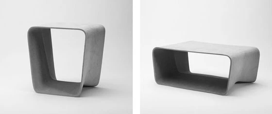 Eternit in collaboration with ECAL: "ECAL" stool and side table by Nicolas le Moigne