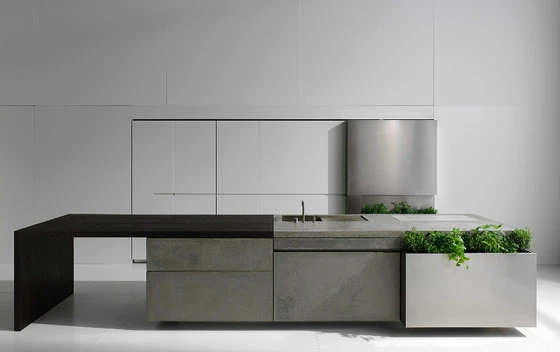 Kitchen with concrete surfaces by Steininger Design