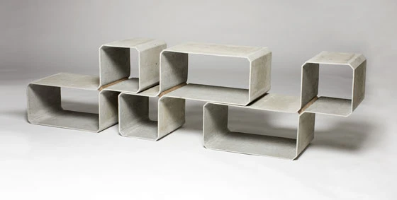 "Tetris" modular shelf by Fries & Zumbühl, in collaboration with Eternit