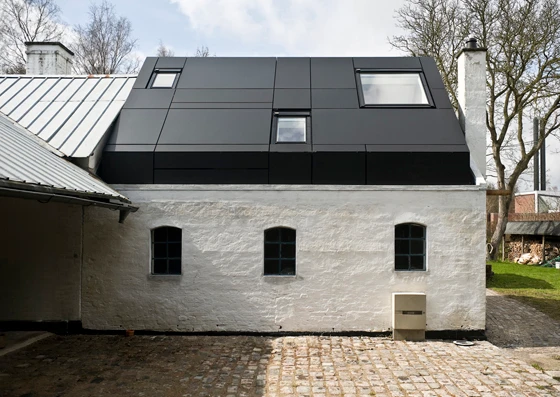 Svendborg Architects fitted an independent aluminium structure within the existing walls of this disused stable; photo: Ole Hein
