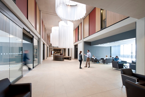 The 'corridor-less' layout is practical and designed to promote a sense of community; architecture: Foster + Partners, photo: Nigel Young