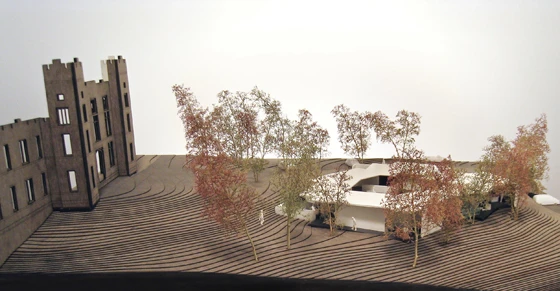 Maggie's Gartnavel in Glasgow has been designed by leading architect Rem Koolhaas of OMA. Maggie Keswick Jones's daughter and widower will design the internal courtyard and the landscaping of the surrounding wooded glades; image © OMA