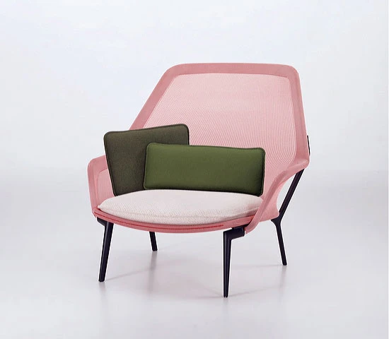 A robust, precisely shaped knit, stretched over a metal frame provides the structure for Erwan and Ronan Bouroullec's ergonomic 'Slow' chair for Vitra, 2006; © Vitra