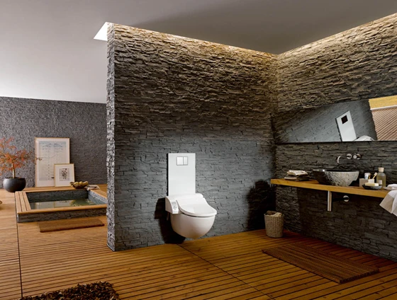 The new 'Geberit AquaClean' shower-toilet, which features an optional 'design panel' that conceals unslightly water pipes that are required for its cleaning function