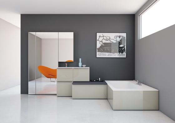 Barcelona-based Francesc Rifé has designed 'Ka' for Inbani, a box-like, modular bathroom system whose various constituent components differ in height, creating a sense of dynamism and architecture