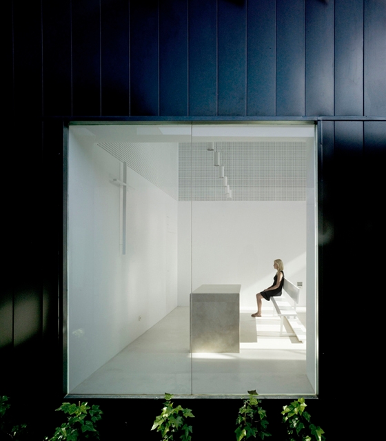 View into the chapel at Spanish architectural practice COR's funeral home and garden in Alicante for the Town Council of Pinoso