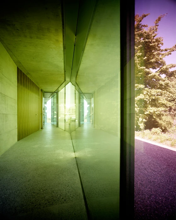 Zurich-based architects Andreas Fuhrimann and Gabrielle Hächler describe their Erlenbach cemetery building's interior as 'introverted', which they see as 'allowing the necessary quiet for grief and saying goodbye'; photo Valentin Jeck