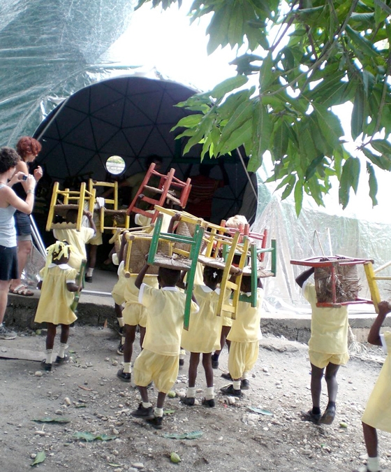 Specialist geodesic dome manufacturer Pacific Domes donated this 40-foot structure to a charity in Haiti following the earthquake in 2010. It now houses a school; photo Pacific Domes, Inc
