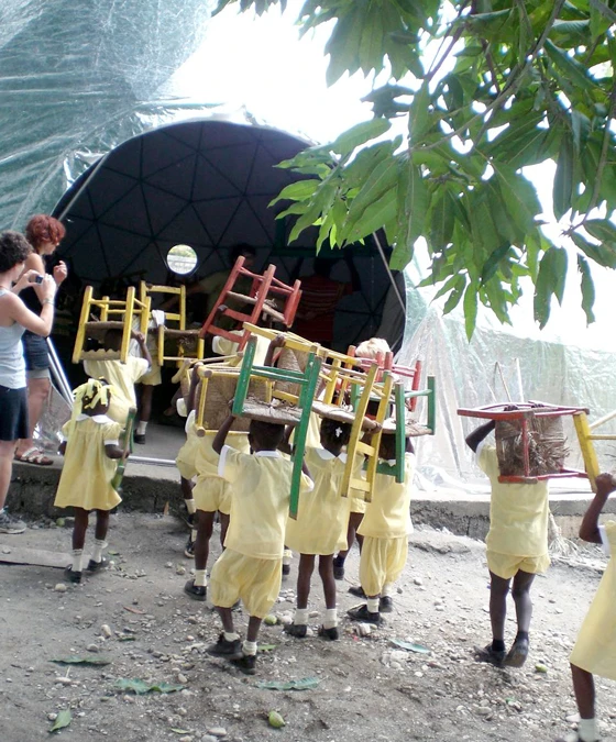 Specialist geodesic dome manufacturer Pacific Domes donated this 40-foot structure to a charity in Haiti following the earthquake in 2010. It now houses a school; photo Pacific Domes, Inc
