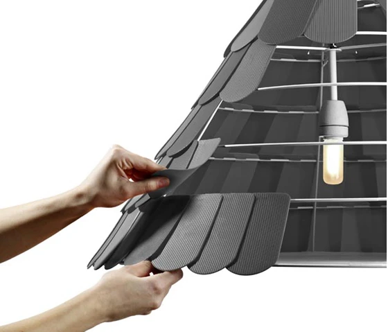 Being launched at this year's Euroluce in Milan, Benjamin Hubert's 'Roofer' pendant lamp for Fabbian