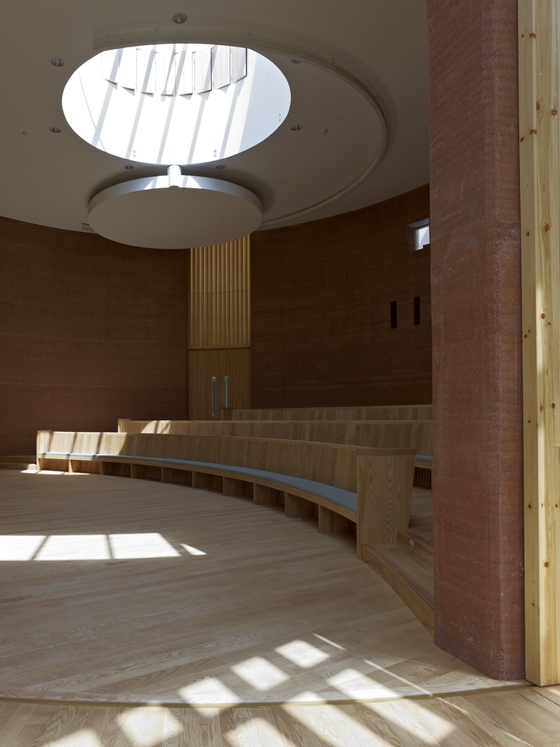 The architects worked together with specialists in rammed earth throughout the design and build process to ensure the material was being used in the most suitable way; photo Timothy Soar