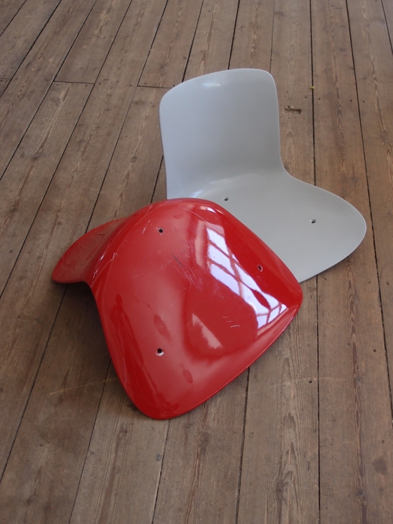 Prototypes for Poul Kjaerholm's 'PK8' chair for Fritz Hansen, made of glass-reinforced polyester