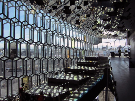 The architects collaborated with celebrated Danish-Icelandic artist Olafur Eliasson, whose striking 'quasi-brick' glass façade exploits the natural light of the building's location to produce a dynamic play of colours; photo © Osbjørn Jacobsen
