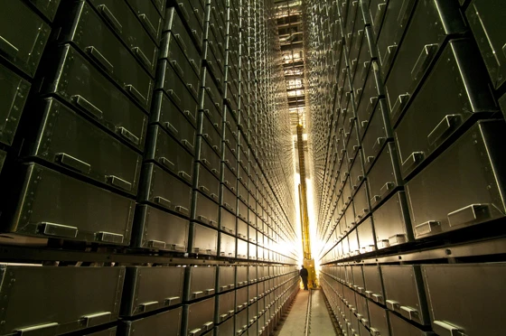 The libraries key innovation is its subterranean automated storage and retrieval system, extending 15m underground and which can hold 3.5million volumes