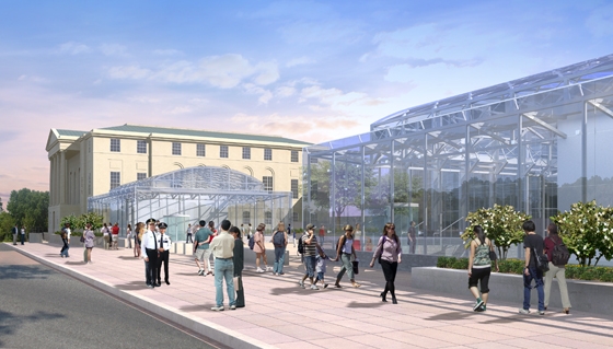 The entrance pavilion of the Museum of Law Enforcement is set in the historical context of Judiciary Square in Washington DC