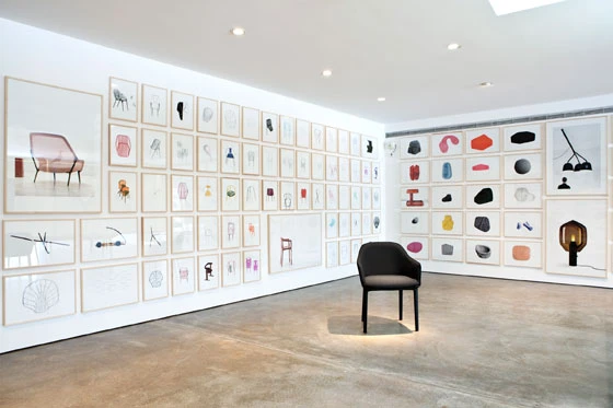 Some 300 original drawings and sketches are showcased at the "Ronan & Erwan Bouroullec - Album" exhibition at the Vitra Design Museum Gallery © Vitra Design Museum; photographer Barbara Kern