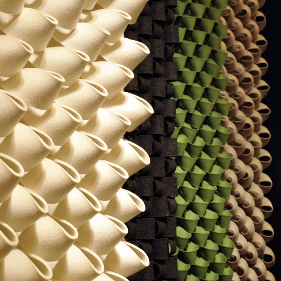 That felt feeling: Anne Kyrro Quinn's innovative wall panels ('Scallop' shown here) combine acoustic management with striking sculpture