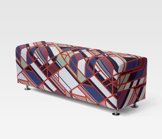 Graphic and novel: Maharam’s ‘A Band Apart’ upholstery fabric, designed by Sarah Morris, takes geometry to the next level