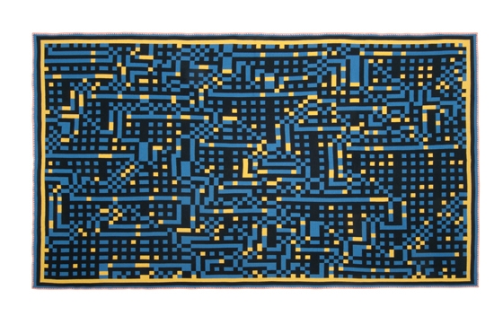 Outside in: Cristian Zuzunaga's new blankets from his 'Bitmap' collection continue his engagement with the digital abstraction of urban environments