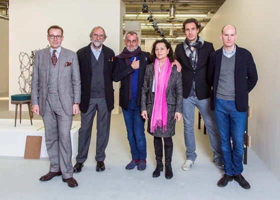 The jury (L to R): Andrej Kupetz, German Design Council
; Gerhard Wolf of Funktion Möbel; designer Giulio Ridolfo; Barbara Friedrich, Editor-in-Chief of A&W magazine; Stefan Scholten of Scholten & Baijings; and designer Sebastian Wrong