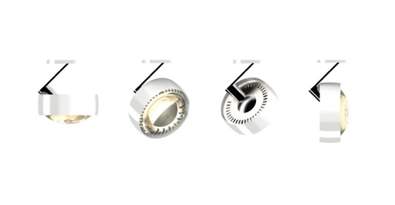 The new ‘Più 3d’ spotlight series from lighting brand Occhio enables the free placement of light within a room, allowing users to determine how interior space is perceived and experienced. Halogen and LED options are available