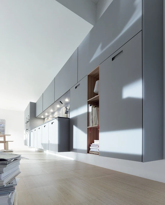 If floor space is at a premium in your kitchen, manufacturer Schüller have come up with a solution. The only way is up with its ‘next125’ wall-mounted kitchen, which combines sleek lines with a satisfying visual levity
