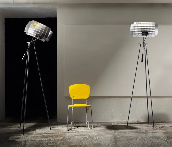 Design studio Ingo Maurer has embraced LED technology as an opportunity to perform a shift in formal typologies. 'Why design a lamp that looks exactly like another one?,' asks Axel Schmid. Shown here, Ingo Maurer's 'Radarrr' LED floor lamp