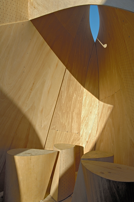 The Winnipeg Skating Shelters by Patkau Architects were installed on a frozen river in the winter of 2011; photos James Dow