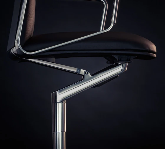 Rotating column, framework and armrest are so precise they seem all of a piece