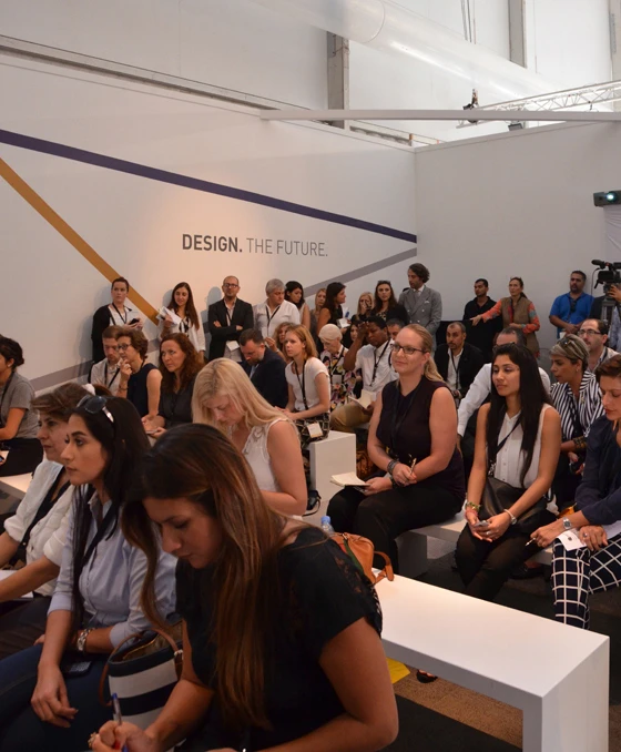 Fair Director Cristina Romelli Gervasoni welcomes visitors to Downtown Design. Invited speakers included (left to right) Ora Ito, Guilio Cappellini, Pauline Deltour and Victoria Wilmotte