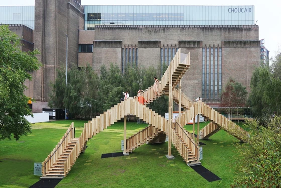 Launched at the last London Design Festival, the surreal Endless Stair, designed by London-based architects drMM, has the potential to be re-erected in other cities; photos Jonas Lencer (top) and Judith Stichtenoth (above)