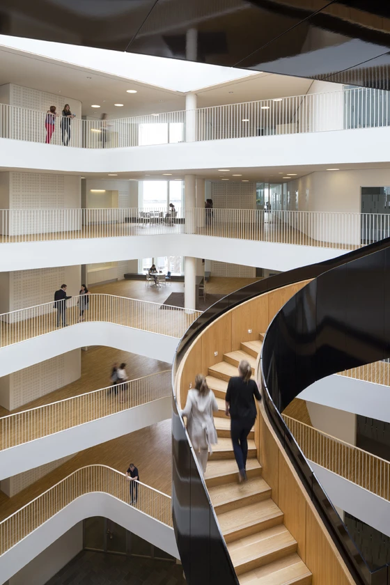 Encouraging interaction between its staff, UN City’s staircase echoes the UN’s broader commitment to international dialogue; photos Adam Mørk courtesy of 3XN
