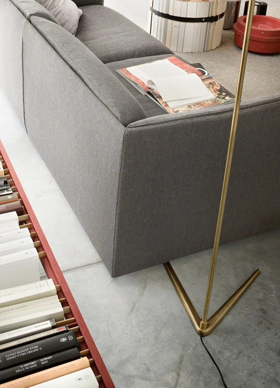 The contemporary look of Christophe Pillet’s Ocean Drive design results from its curving upholstered seat, back and arms, which meet at angled intersections and mean additional cushions aren’t required