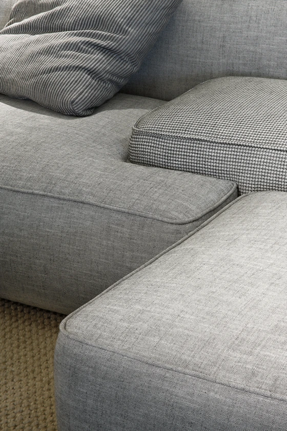 Francesco Rota’s Cloud sofa system was launched at last year’s Salone del Mobile and comprises chunky upholstered units in different shapes and sizes that can be combined to create a lounging landscape
