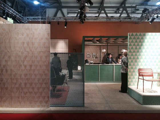 Kettal sets up expectation on the part of visitors to its stand in Milan via a series of screens, which suggest and then reveal its new products