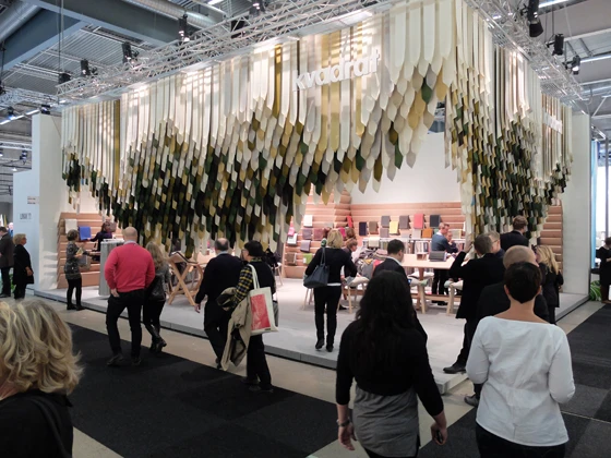 Kvadrat's stock-in-trade – its high-end textiles – lend form to its stand at this year's Stockholm Furniture & Light Fair