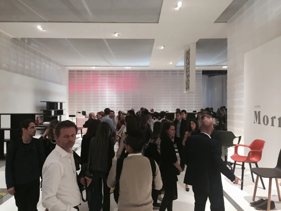 Architecture through product design: Vitra's exhibition space in Milan cleverly uses (and reuses) standard translucent storage containers to lend it shape