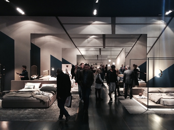 Optical trickery in Milan at the Ivano Redaelli stand, where a series of linearly linked rooms look almost like reflections