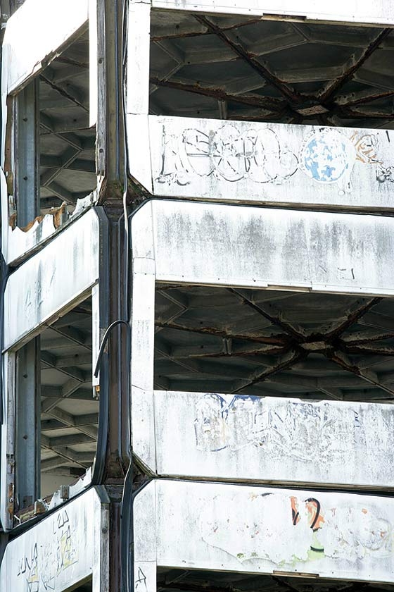 The ill-fated experimental building system of Jean Prouvé, Claude Prouvé and Georges Quentin's SIRH collective, prototyped in 1973, photographed here in 2012, and now demolished