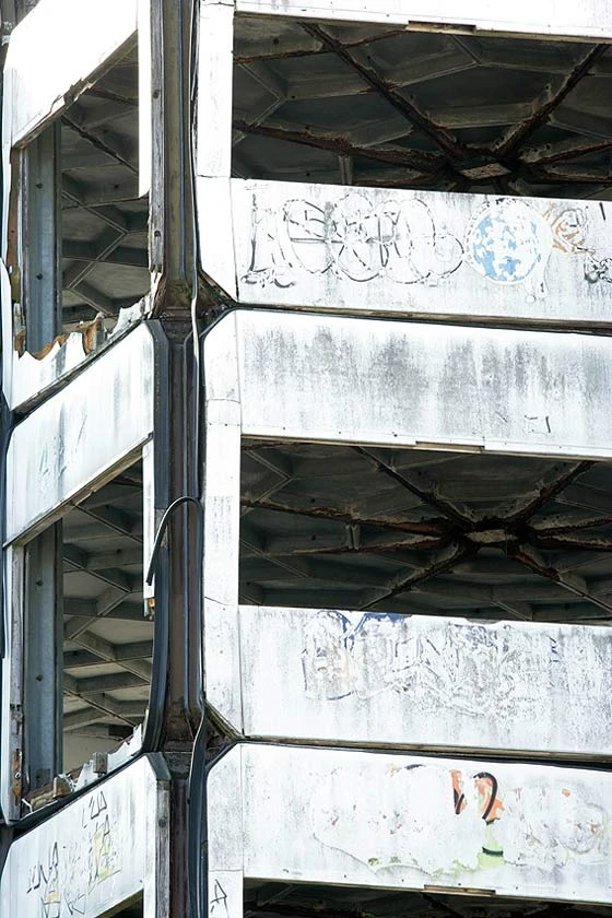 The ill-fated experimental building system of Jean Prouvé, Claude Prouvé and Georges Quentin's SIRH collective, prototyped in 1973, photographed here in 2012, and now demolished