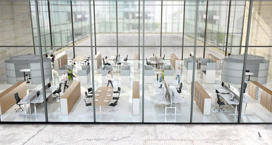CHANGE allows for all the proven desk and table configurations used in modern office concepts