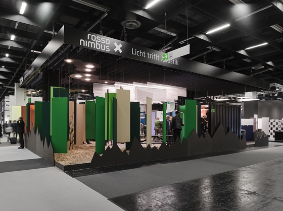 The Nimbus Group trade-fair stand, based on the fantasy world of the children’s book “Ruhe im Wald!” (Quiet in the woods!); photo: Frank Ockert