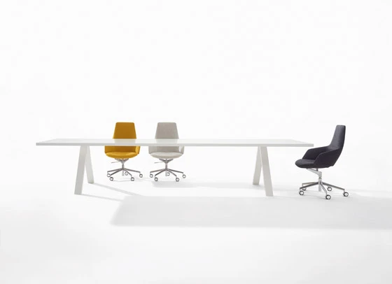 Equally at home in the office or, indeed, at home, the archly architectural 'Cross' table, by Fattorini+Rizzini+Partners, is strong, expansive and adaptable, providing more than enough space for collaborative working and socialising; photo: Marco Covi