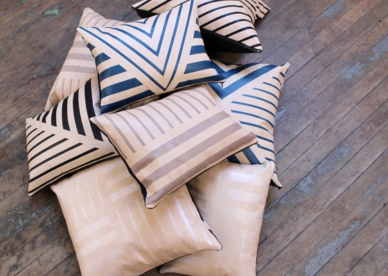Desert Sand Stripe Leather Pillow von AVO