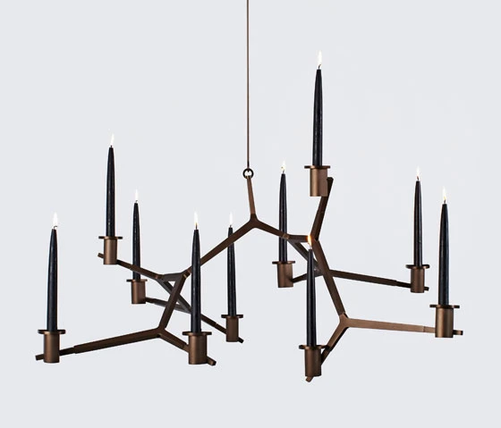 Agnes candelabra hanging 10 candles bronze by Roll & Hill