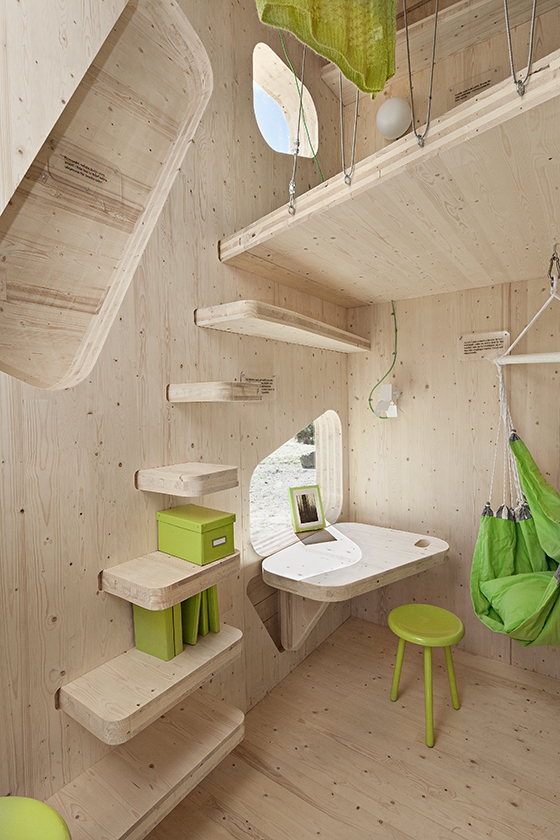 Tengbom’s house used as student accommodation is designed to be ecological since it’s mainly made of renewable wood, which can be sourced locally in Sweden, thus minimising its transportation