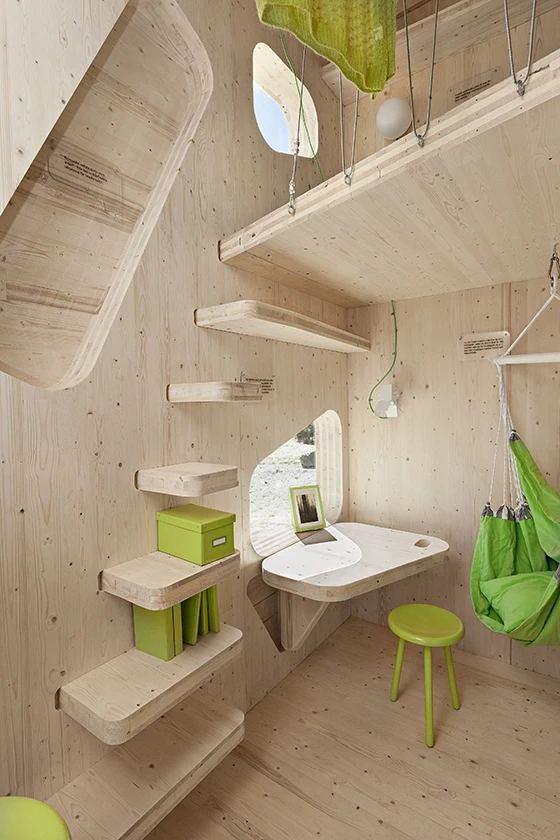 Tengbom’s house used as student accommodation is designed to be ecological since it’s mainly made of renewable wood, which can be sourced locally in Sweden, thus minimising its transportation