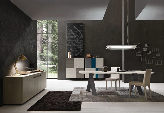 The new trend is to showcase single pieces of furniture in a living room furnished with personality and creativity. This is achieved with the help of an exhaustive range of refined finishes. Sideboards, in particular, stand out
