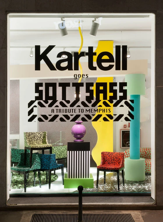 Global design brand Kartell stands centre-stage in a revival of the game-changing Memphis design movement, founded by creative maestro Ettore Sottsass