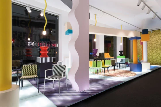 Designed by long-term Kartell collaborator, architect and designer Ferruccio Laviani, a special exhibition of the manufacturer's tribute to Memphis will be on show at the Kartell flagship stores in Cologne, Paris and Stockholm during the spring fairs